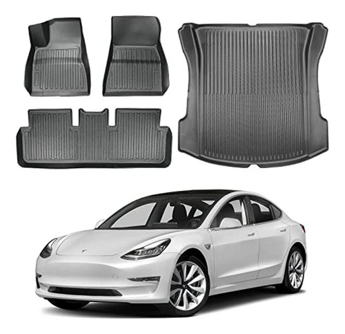 Mantas Para Piso De Tesla Model 3, Impermeables 3d Negras