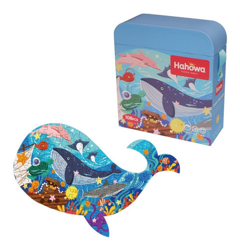 Imagen 2 de 4 de Rompecabezas 108pcs Puzzle Forma Animales Marino Bolso Viaje