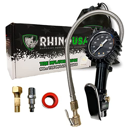 Rhino Usa Inflador De Neumáticos Con Manómetro (0-100 Psi) 