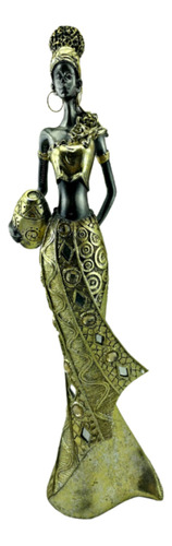 Figura Mujer Africana 39cm Nacar Vasija Deco Moderno Zn Ct