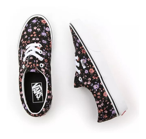Imagen 4 de 9 de Zapatillas Vans Modelo Era Floral Negro Exclusiva Mujer