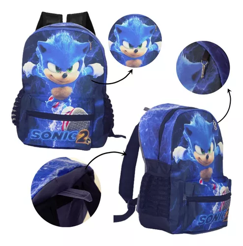 Mochila Sonic Jogos Filme para viagens, bolsa escolar para meninos