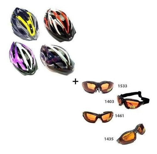 Kit Casco Bicicleta Diseño Aerodinamico + Gafas - A Eleccion
