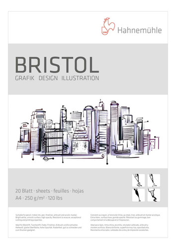 Block Dibujo Hahnemuhle Bristol 250gr 20 Hojas A4 (21x29,7)