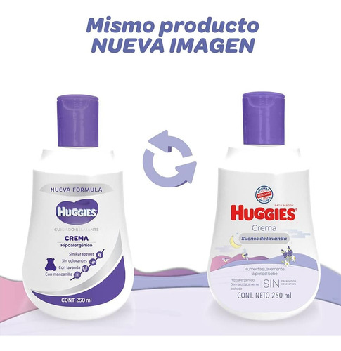 2 Pack Crema Huggies Sueños De Lavanda 250ml