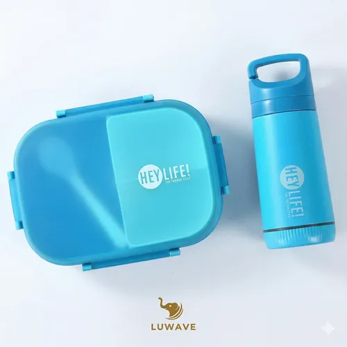 Kit Marmita Lancheira 900ml Com Garrafa 350ml E Kit Talheres