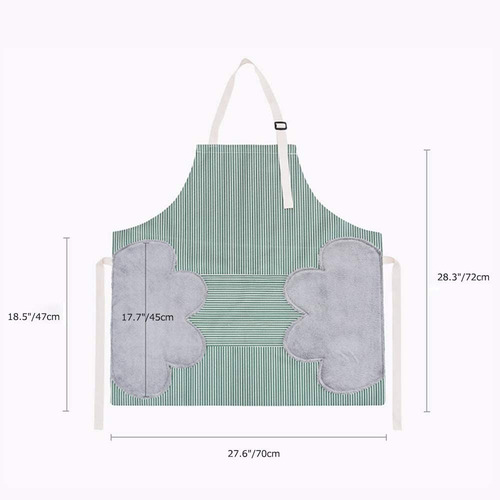 Delantal De Cocina Impermeable Rayas Ajustable Con Bolsillo
