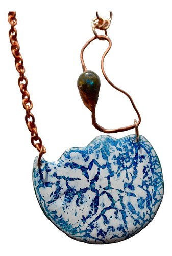 Collar Piedra Natural Labradorita Azul, Cadena Cobre, Cod1