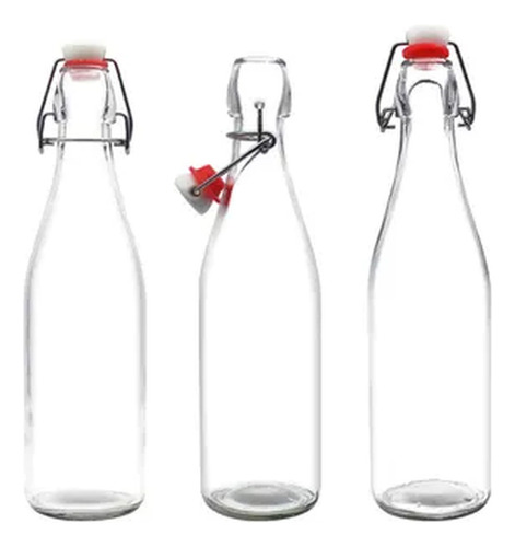 60 Botellas De Vidrio + Tapón Mecanico 250ml