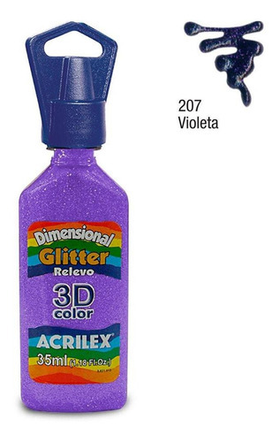 Acrílico artístico Acrilex Dimensional Glitter de 1