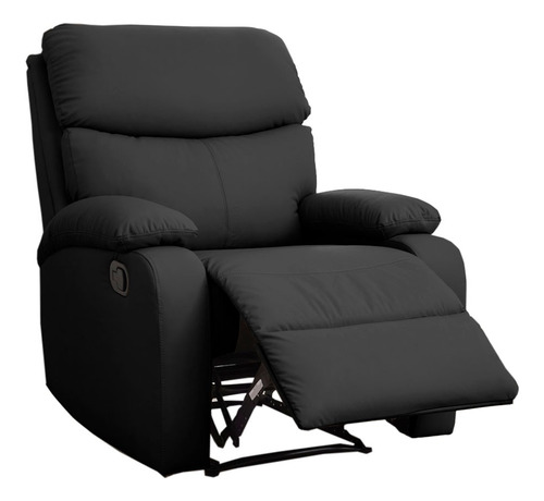 Poltrona Sillón Reclinable, 1 Cuerpo, Giselle - Ártico Color Negro Diseño De La Tela Cuero Pu