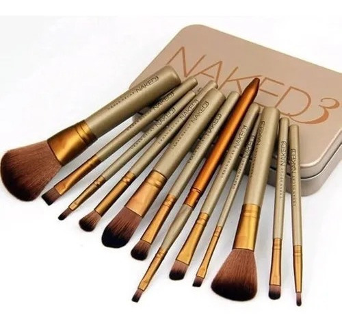 Set Estuche 12 Brochas Y Pinceles Naked 3 Maquillaje 