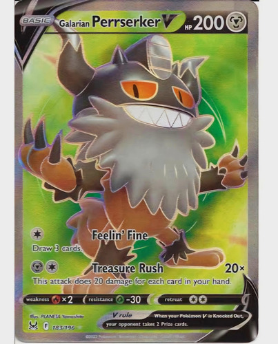 Tarjeta De Pokemon Galarian Perrserker V 183/196-lostorig