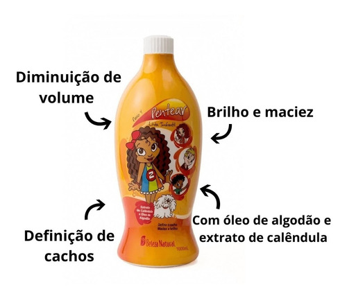 Creme Pentear Cachos Infantil Ziquinha 1000ml Beleza Natural