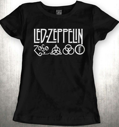 Led Zeppelin Symbol  Rock T-shirt Blusa Dama Rott Wear 