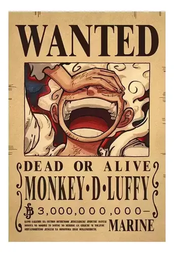 Poster Anime One Piece Gear 5 Luffy God Nika Bounty Wanted