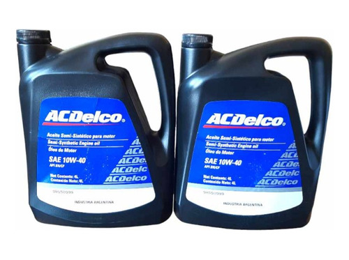 2 Bidones Aceite 10w40 Acdelco  Api Sn/cf Semisintético 4 Lt