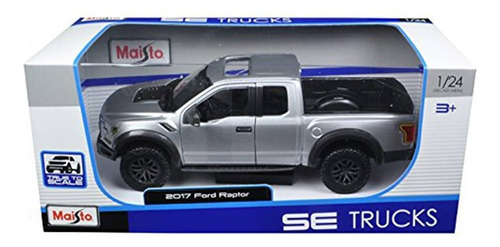 Miniatura Picape Ford F150 Raptor 2017 1:24 Maisto Prata Cor Prateado