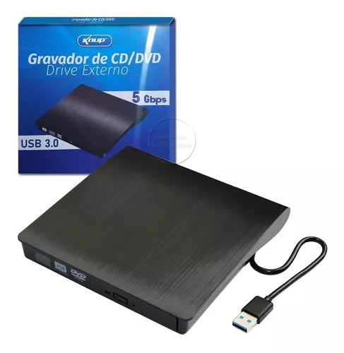 Leitor de Dvd e Cd Externo Usb 3.0 Portátil Slim 5 Gbps para Notebook Pc -  Knup - Leitor e Gravador de CD / DVD - Magazine Luiza