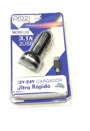 Cargador Rapido De Auto Doble Usb 3.1a + Cable Micro Usb