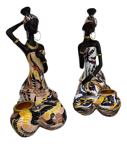 Candelero De Resina Estatua De Mujer Exótica Africana Para