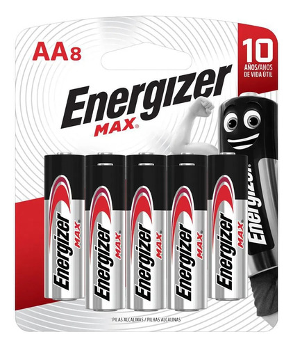 Pack Pilas Alcalina Energizer Max 1.5 V Aa X 8 Und 