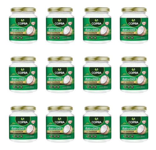 Imagem 1 de 1 de Copra Óleo De Coco Extra Virgem 200ml (kit C/12)