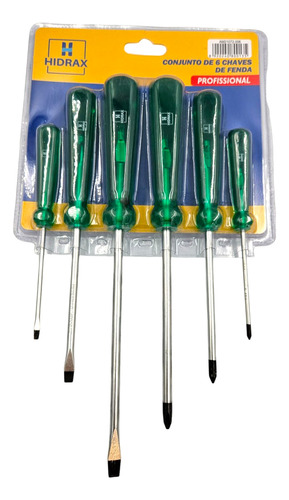 Kit Jogo De Chave De Fenda / Phillips Com 6 Peças Imantadas