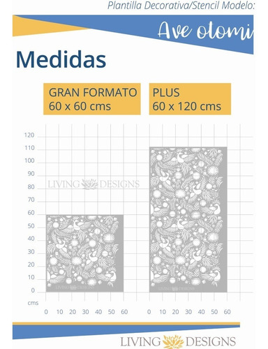 Imagen 4 de 6 de Plantilla Decorativa Ave Otomi 60 X 60 Stencil Vinil
