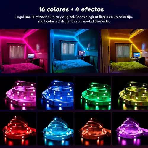 Tira Luz Led Kit Luces Rgb 5050 Colores 5 Mts Kit Con Fuente