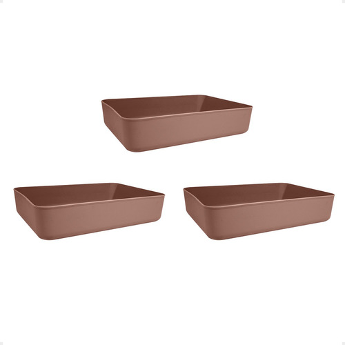 Set X3 Canastos Organizadores Cajas Deco 36x26x8 Moderna