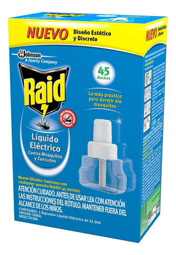 Repuesto Raid Líquido Eléctrico Mata Mosquitos 33 Ml