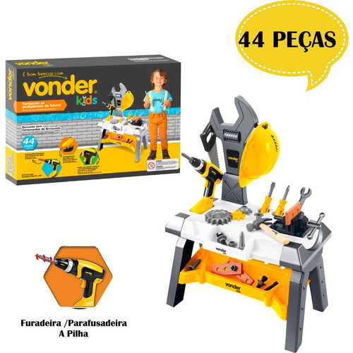 Mesa Bancada Ferramentas Brinquedo 44 Peças Vonder