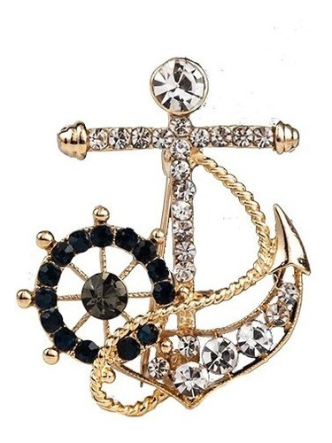 Broche Naval De Metal Con Diamantes De Imitación, Para Traje