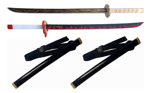 2 Katanas Con Fundas De Zenitsu + Rengoku - Demon Slayer