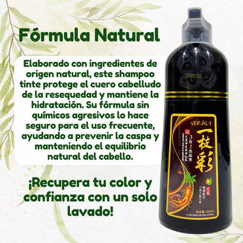 Shampoo Cubre Canas Con Tinte Para Cabello 500ml