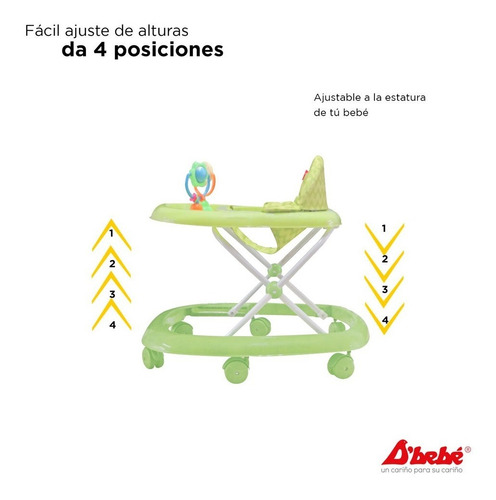 Andadera D Bebe Zoo Altura Ajustable Color Verde