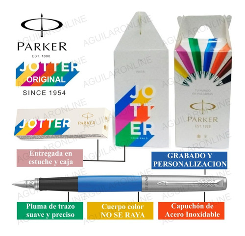 Parker Jotter Originals Pluma Cuerpo Acero Color Apt Grabado