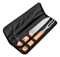 Comprar Set Asador De 2 Piezas Acero Inox Con Madera Y Estuche