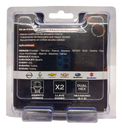 Imagen 2 de 4 de Tuercas De Seguridad Antirrobo Rhino Nissan Frontier