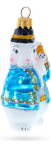 El Conejo Blanco Tiene Un Mini Adorno De Navidad De Vidrio