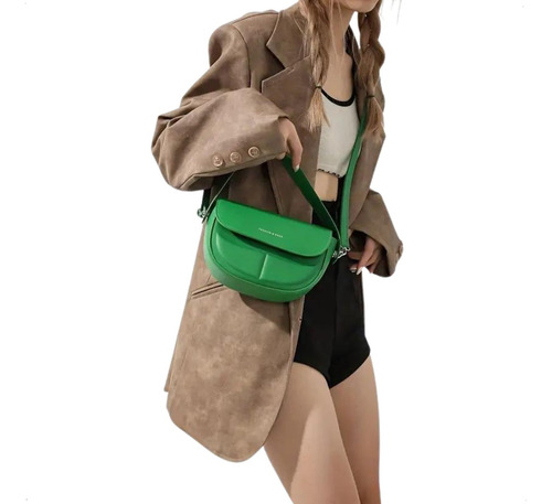 Mini Bags Carteras De Mujer Cuero Pu Rigida Cartera De Lujo Acabado De Los Herrajes Plateados Color Verde Correa De Hombro Verde Diseño De La Tela Liso