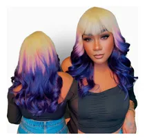 Comprar Peruca Wig Ondulada C Franja Colorida Orgânica