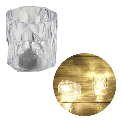 Imagen 1 de 10 de Vela Led Cristal Adorno Luminoso Decoración De Mesa