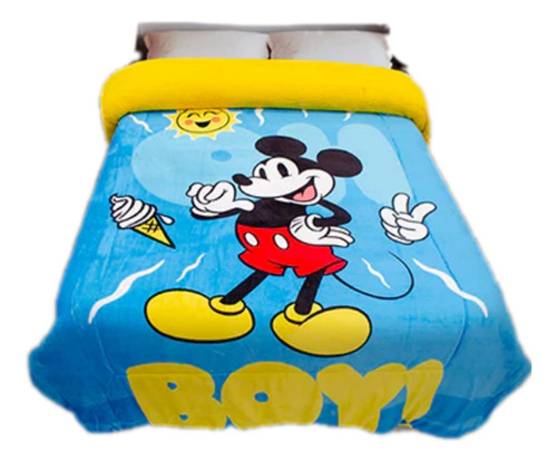 Cobertor Con Borrega De Mickey Mouse Individual