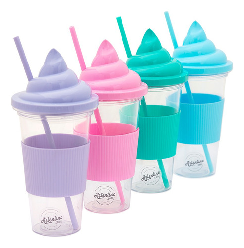 Imagen 3 de 6 de Vaso Helado Tapa Sorbete Bebida Jugo Licuados Adulto Niños