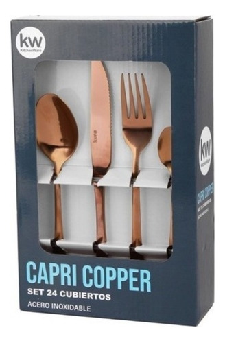 Set Cuchillería Kw Copper Color Cobre 24 Cubiertos Kitchenwa