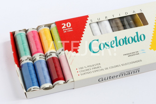 Imagen 4 de 5 de Cofre Hilo Coselotodo 100 % Poliester Caja 20 Bobinas Surt.