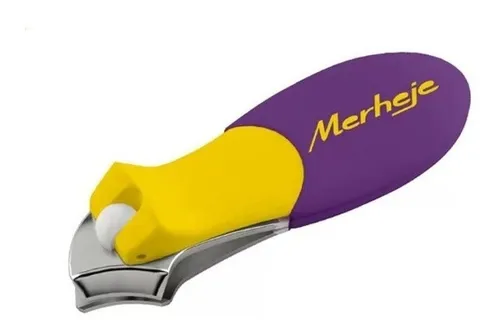 Cortador de uñas lateral Merheje Touch mango de goma color amarillo / morado