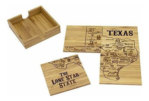 Totally Bamboo Texas State Puzzle Juego De Posavasos De Bamb